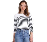 Allegra K Femmes Chemise col Rond Longue Bateau rayé T-Shirt Tops Bleu foncé L