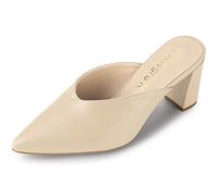 Allegra K Femmes Mules Talons Épais Bout Pointu Beige 42