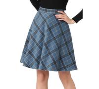 Allegra K Femmes Plaids Taille élastique Genou Longueur peigné Une Jupe L