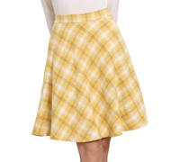 Allegra K Femmes Plaids Taille élastique Genou Longueur peigné Une jupede Noël Jaune S