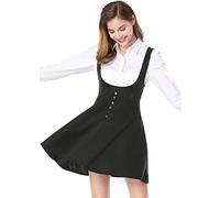 Allegra K Femmes Robe Lolita Bouton Décorer Ourlet évasé Au-Dessus du Genou Robe Jarretelle Jupe Noir L