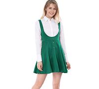 Allegra K Femmes Robe Lolita Bouton Décorer Ourlet évasé Au-Dessus du Genou Robe Jarretelle Jupe Vert L