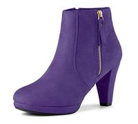 Allegra K Femmes Zip latéral Bas Plate-forme épais Talon Cheville Bottillons Mauve 36