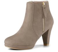 Allegra K Femmes Zip latéral Bas Plate-Forme épais Talon Cheville Bottillons Nu 40