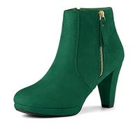 Allegra K Femmes Zip latéral Bas Plate-Forme épais Talon Cheville Bottillons Vert émeraude 39