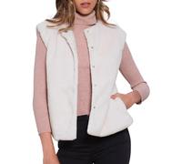 Allegra K Gilet en Fausse Fourrure Femme, Cardigan Boutonné sans Manches, Ouvert sur Le Devant, Veste Chaude pour Automne et Hiver Abricot XL