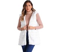 Allegra K Gilet en Fausse Fourrure Femmes Blouson Long à Capuche Vêtements d'Extérieur Manteaux d'Hiver Sans Manches Blanc XL