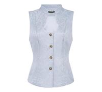 Allegra K Gilet Femme Steampunk Jacquard à Fleurs Sans Manches Bureau Blazer Soirée Gris clair Bleu L