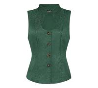 Allegra K Gilet Femme Steampunk Jacquard à Fleurs Sans Manches Bureau Blazer Soirée Vert M