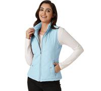 Allegra K Gilet léger à col Montant et à glissière Halloween déguisement pour Femmes bleu clair L