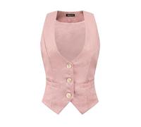 Allegra K Gilet Vintage Femme Boutonné Steampunk Jacquard Sans Manches Costume Gilet Costume femme Rose L
