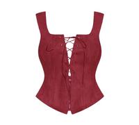 Allegra K Gilet Vintage Pour Femme En Dentelle Zippée Jusqu'À La Veste Courte À Larges Bretelles Sans Manches Gilet Gilets Bourgogne XL