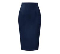 Allegra K Jupe Crayon élégante pour Femmes, Taille Haute, Ourlet Fendu, Jupes de Travail Moulantes Bleu foncé XL