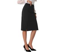 Allegra K Jupe Crayon Moulante Femmes Jupe Mi-Longue Taille Haute Fente Latérale Jupes de Bureau Noir L