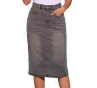 Allegra K Jupe en Jean décontractée pour Femmes, Taille Haute, Extensible, mi-Longue Gris M