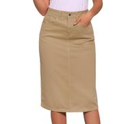 Allegra K Jupe en Jean décontractée pour Femmes, Taille Haute, Extensible, mi-Longue Kaki M