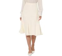 Allegra K Jupe Évasée Mi-Longue Femme avec Fermeture Éclair Latérale Jupe A-Ligne Taille Haute Jupes Trapèzes Élégantes Beige L