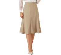 Allegra K Jupe Évasée Mi-Longue Femme avec Fermeture Éclair Latérale Jupe A-Ligne Taille Haute Jupes Trapèzes Élégantes Kaki S