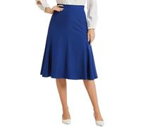 Allegra K Jupe Évasée Mi-Longue Femme avec Fermeture Éclair Latérale Jupe A-Ligne Taille Haute Jupes Trapèzes Élégantes Bleu Royal L