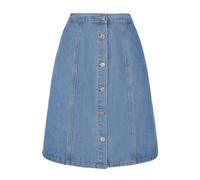 Allegra K Jupe Jean Femme Courte Trapèze Jupe en Denim Décontractée A-Ligne Taille Haute Boutonnée sur Devant Bleu Clair L