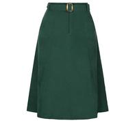 Allegra K Jupe mi-Longue en Velours côtelé avec Ceinture et Taille Haute pour Femme avec Poches Vert foncé L