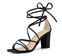 Allegra K Lanières Sandales à Talons Chunky pour Femmes Noir 37