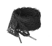 Allegra K Lot de 2 paires de lacets plats brodés pour femme Motif floral 2,5 cm, Noir , 120cm/47.24"