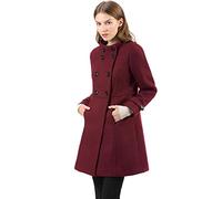 Allegra K Manteau A-Line col Montant vêtements d'hiver à Double Boutonnage pour Femmes Costume d'Halloween Bourgogne XS