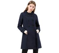 Allegra K Manteau A-Line col Montant vêtements d'hiver à Double Boutonnage pour Femmes Costume d'Halloween Bleu XL