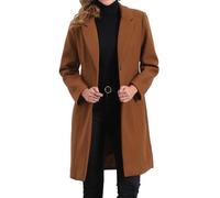Allegra K Manteau à Revers Cranté Femmes Élégant avec Poches Boutons Manteaux d'Hiver à Manches Longues Caban d'Affaires Marron XL