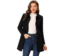 Allegra K Manteau d'hiver à col en fausse fourrure pour femmes Noir L