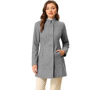 Allegra K Manteau d'hiver élégant pour femmes, mi-cuisse, col montant, caban mi-long à boutonnage classique Gris S