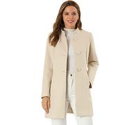 Allegra K Manteau d'hiver élégant pour Femmes, mi-Cuisse, col Montant, Manteau Long à Boutonnage Simple, beige, 36