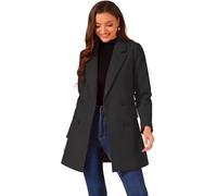 Allegra K Manteau d'hiver mi-long avec ceinture à revers cranté pour femme, noir, Medium