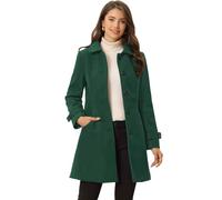 Allegra K Manteau d'hiver pour femme avec col Peter Pan et manches raglan en forme de A, vert foncé, XL