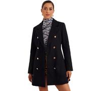 Allegra K Manteau D'Hiver Pour Femmes Caban Mi-Long Chaud à Double Boutonnage Manteaux à Revers Cranté Trench-Coat Classique Noir XL