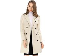 Allegra K Manteau Mi-Long Femme À Col Revers Croisé Trench-Coat À Double Boutonnage Caban Classique D'hiver Beige XL