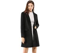 Allegra K Manteau Mi-Long Femme Caban Boutonnage à Revers Cranté