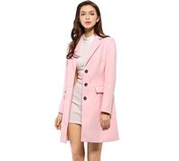 Allegra K Manteau Mi-Long Femme Caban Classique Boutonnée à Revers Cranté Trench Long Chaud Rose XS