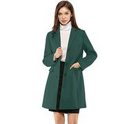 Allegra K Manteau Mi-long Femme Caban Classique Boutonnée à Revers Cranté Trench Long Chaud Vert M