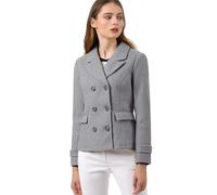Allegra K Manteaux élégants pour femme avec revers cranté double boutonnage court caban, gris, S