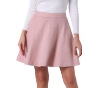 Allegra K Mini-Jupe évasée Aline en Faux suède pour Femmes Rose XS