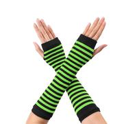 Allegra K Mitaines pour femme Imprimé Longueur coude tricotée Manchettes Vert vif Noir Taille unique, Vert vif et noir, taille unique