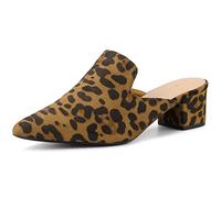 Allegra K Mules à Enfiler à Bout Pointu pour Femmes Léopard 37.5