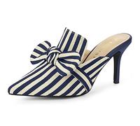 Allegra K Mules à Enfiler avec nœud à Rayures pour Femmes Bleu Profond 36