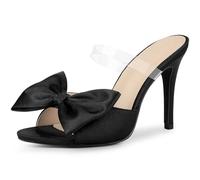 Allegra K Mules à talons aiguilles et sandales à talons aiguilles pour femmes Noir 39