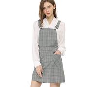 Allegra K Robe à Bretelles au Genou Plaids pour Femme Vert Gris S