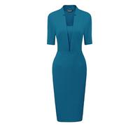 Allegra K Robe Fourreau Femmes Col Carré Manches Courtes Travail Bureau