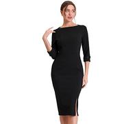 Allegra K Robe Fourreau mi-Longue Fendue à col Bateau et Manches 3/4 pour Femme Costume d'halloween