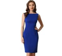 Allegra K Robe fourreau pour femmes enseignantes professionnelles sans manches col bateau pour bureau, bleu, 3XL